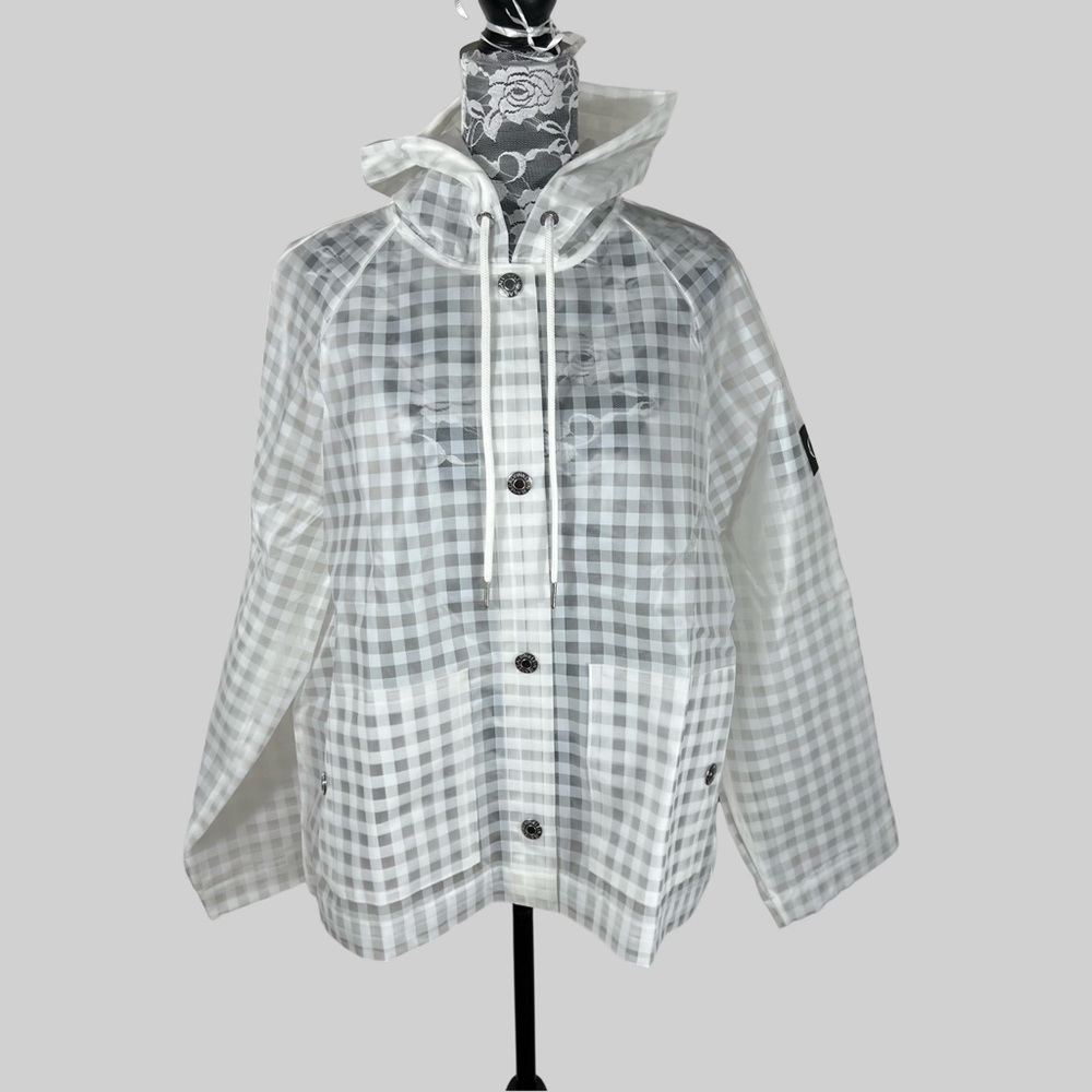 Calvin Klein Jeans Waterproof Hooded Rain Coat With Buttons White/ Clear Size XL